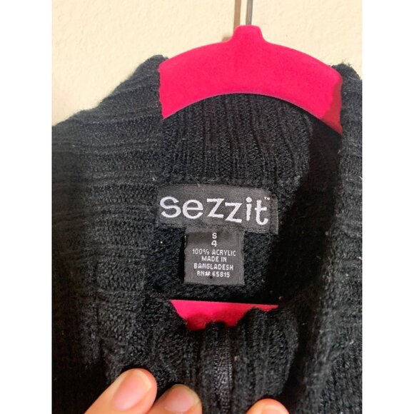 Sezzit Knit Sweater Quarter Zip Preppy Casual Y2K Retro Black Boys Size 4 - Picture 4 of 4